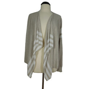 RETRO-OLOGY Cardigan Top XL Womens Oatmeal w/ White
